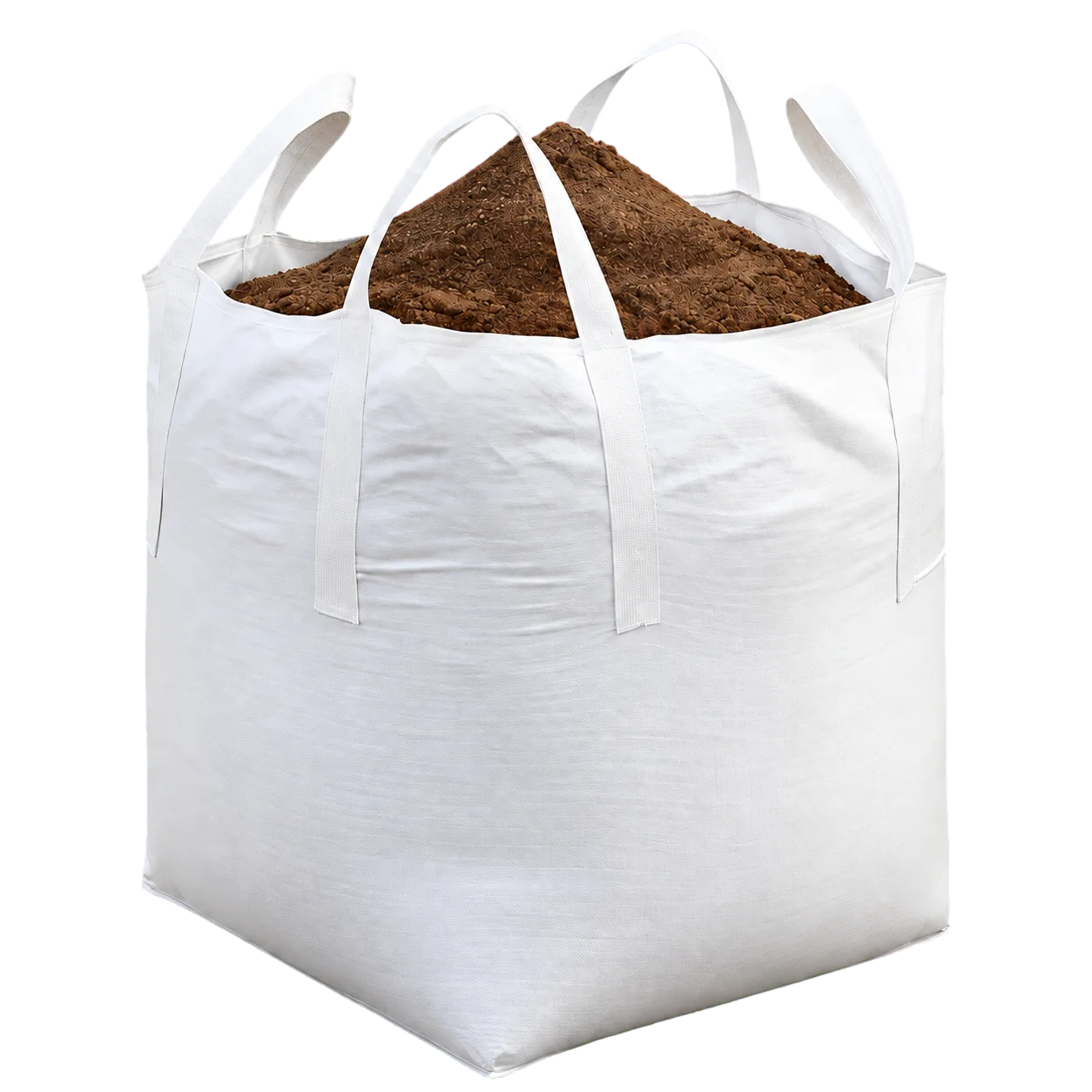 Filled white FIBC shown as a representative bulk bag for battery material powder handling